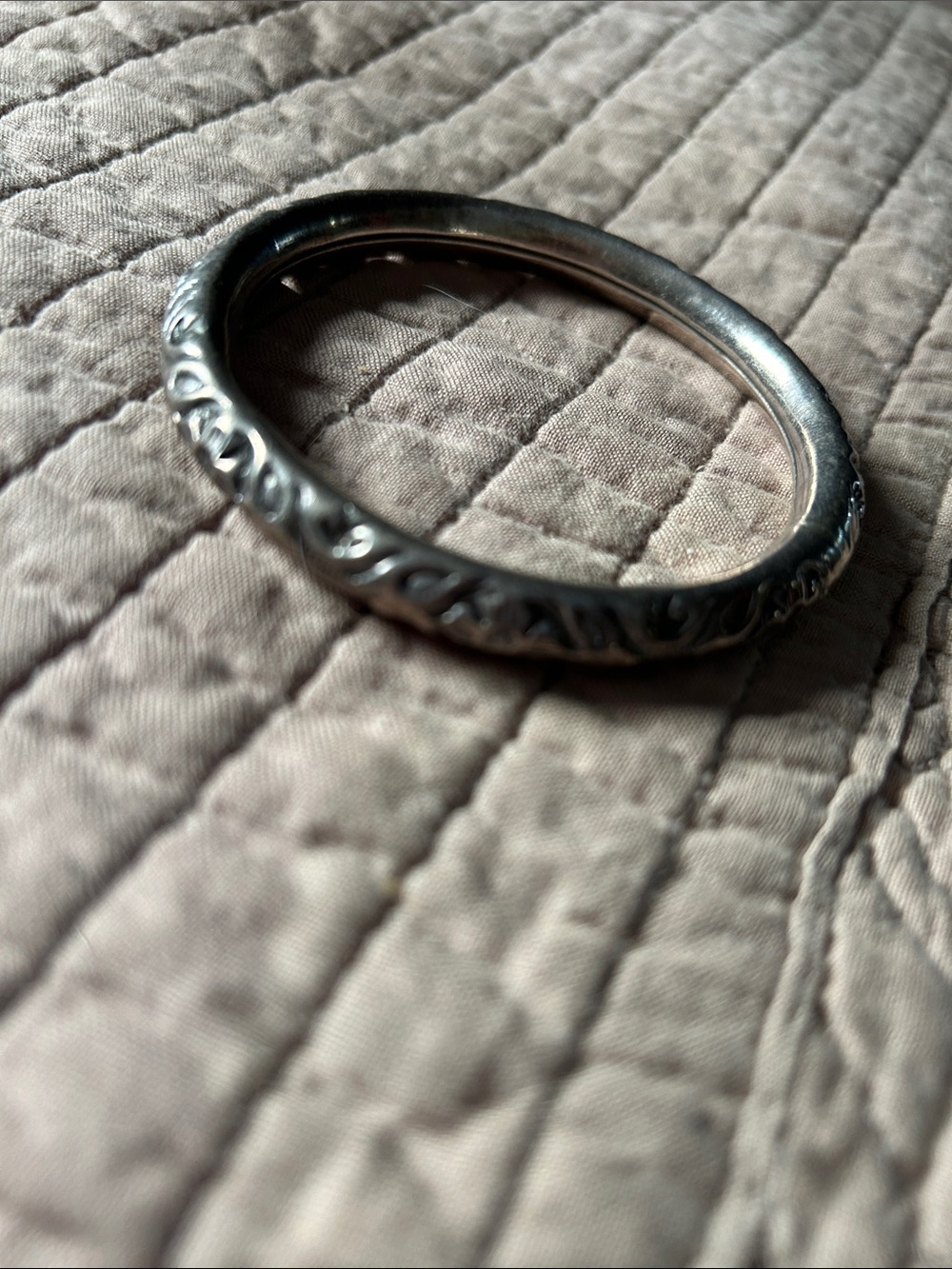 Engraved Silver Ethnic Bangle Bracelet